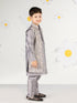 Boy's' Purple Jacket,Kurta And Pyjama Set.